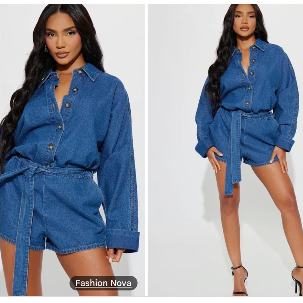 Denim Button-Up Romper
